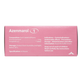 Thuốc Azenmarol 1mg điều trị nhồi máu cơ tim, bệnh tim gây tắc mạch (10 vỉ x 10 viên)