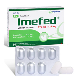 Thuốc Imefed 875mg/125mg điều trị nhiễm khuẩn nặng đường hô hấp (2 vỉ x 7 viên)