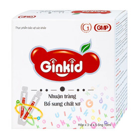 Siro Ginkid Ginic - Nhuận tràng, bổ sung chất xơ giảm táo bón (3 vỉ x 5 ống x 10ml)