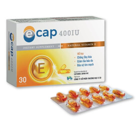 Ecap 400IU - Bổ sung vitamin E, chống oxy hóa, bảo vệ tim mạch (Hộp x 30 viên)