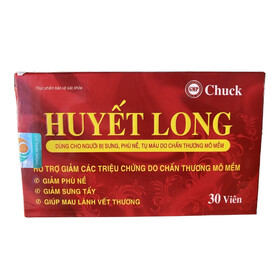 Huyết Long Chuck giảm sưng tấy, mau lành vết thương (Hộp 30 viên)