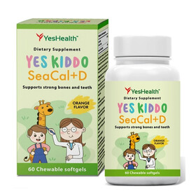 Viên uống YesHealth Yes Kiddo Seacal+D giúp bổ sung Canxi và Vitamin D3 (Hộp 60 viên)