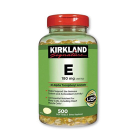 Vitamin E Kirkland 180mg - Vitamin hỗ trợ sức khoẻ của Mỹ (Chai x 500 viên)