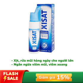 Xịt mũi XISAT hỗ trợ làm sạch, thông mũi cho người lớn (75ml)