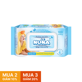 Khăn uớt em bé Nuna hương phấn baby dịu nhẹ (100 miếng)