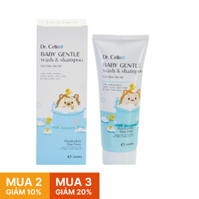 Gel tắm gội Dr. Celine Baby Gentle Wash &amp; Shampoo làm sạch nhẹ nhàng cho da trẻ sơ sinh (180ml)