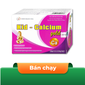 Dung dịch uống Kid-Calcium Gold 5ml Home Health Vina bổ sung calci giúp xương, răng chắc khỏe (4 vỉ x 5 ống)