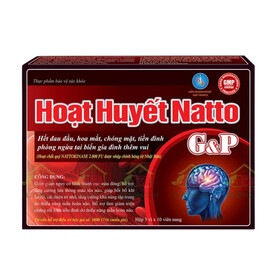 Viên uống Hoạt Huyết Natto G&P hỗ trợ điều trị đau đầu, đau nửa đầu, ổn định huyết áp (3 vỉ x 10 viên)