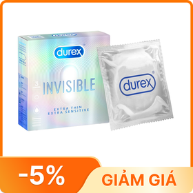 Bao cao su Durex Invisible Extra Thin siêu mỏng, tăng cảm xúc ( 3 cái)