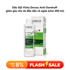 Dầu Gội Vichy Dercos Anti-Dandruff giảm gàu cho da đầu dầu và ngứa (chai 200 ml)