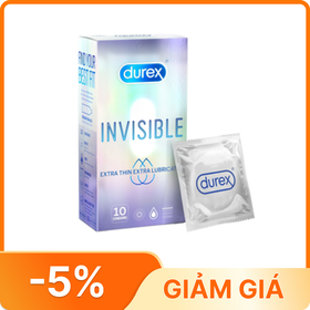 Bao cao su Durex Invisible Extra Thin Extra Lubricated siêu mỏng, tăng cảm xúc (10 cái)