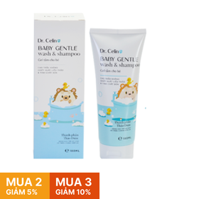 Gel tắm gội Dr. Celine Baby Gentle Wash & Shampoo làm sạch nhẹ nhàng cho da trẻ sơ sinh (180ml)