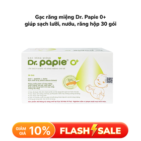 Gạc răng miệng Dr. Papie 0+ giúp sạch lưỡi, nướu, răng hộp 30 gói