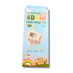 Khẩu trang 4D Kids Trung Sơn Care kháng khuẩn cho bé tiêu chuẩn KF94 (Hộp 10 cái)