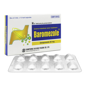 Thuốc Baromezole điều trị trào ngược dạ dày, thực quản, loét dạ dày - tá tràng (Hộp 30 viên)