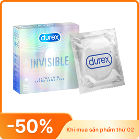 Bao cao su Durex Invisible Extra Thin siêu mỏng, tăng cảm xúc ( 3 cái)