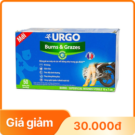 Miếng dán Urgo Burns & Grazes hỗ trợ dán bỏng và các vết thương bề mặt (10cm x 7cm) 50 miếng