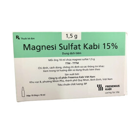 Dung dịch tiêm Magnesi Sulfat Kabi 15% điều trị loạn nhịp dạng xoắn, dự phòng và điều trị sản giật (10 ống x 10ml)