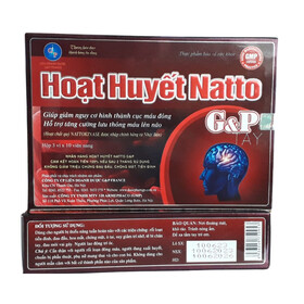 Viên uống Hoạt Huyết Natto G&P hỗ trợ điều trị đau đầu, đau nửa đầu, ổn định huyết áp (3 vỉ x 10 viên)
