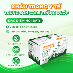 Khẩu Trang Y Tế Trung Sơn Care  Trắng 3 Lớp (Hộp 50 cái)