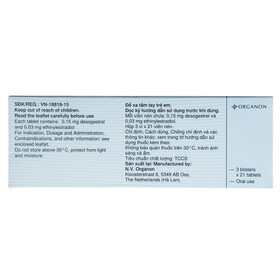 Thuốc tránh thai hằng ngày Marvelon (01 vỉ x 21 viên)