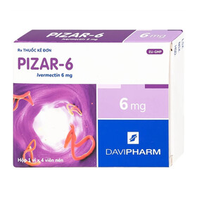 Thuốc Pizar-6 điều trị các bệnh nhiễm giun lươn, giun chỉ (1 vỉ x 4 viên)