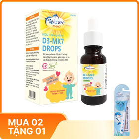 Avisure D3-MK7 K2 & OLIVE DROPS hỗ trợ hấp thu canxi cho bé (Chai 20ml)
