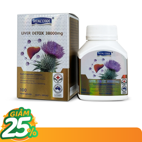 Viên uống Liver Detox 38000mg Vital Code hỗ trợ giải độc gan (Hộp 100 viên)