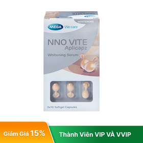 Viên nang mềm NNO Vite Whitening Serum hỗn hợp làm trắng da, giảm kích ứng da và cải thiện tình trạng da (3 vỉ x 10 viên)