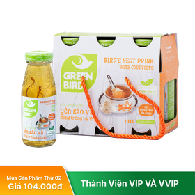 Nước yến sào và đông trùng hạ thảo Green Bird Hộp x 06 Chai