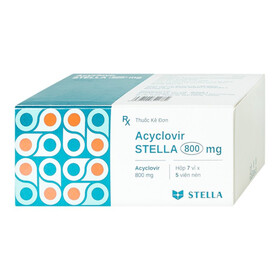 Thuốc Acyclovir Stella 800mg: Điều trị nhiễm Herpes simplex, Herpes zoster, thủy đậu (Hộp 10 vỉ x 5 viên)