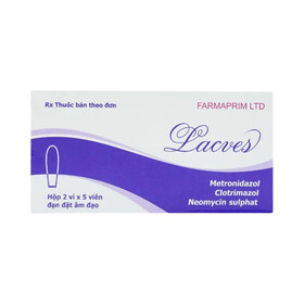 Viên đặt âm đạo Lacves Farmaprim: Điều trị viêm âm đạo do vi khuẩn, nấm và trichomonas (Hộp 2 Vỉ x 5 Viên)