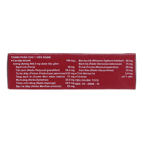 Thuốc Ho Bổ Phế Nam Hà Ngậm tiêu đờm, bổ phổi, sát trùng họng (2 vỉ x 12 viên)