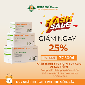 Khẩu Trang Y Tế Trung Sơn Care 03 Lớp Trắng (50 Cái)