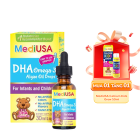 DHA nhỏ giọt Mediusa Dha Omega 3 hỗ trợ phát triển trí não, cải thiện thị lực (Chai 30ml)