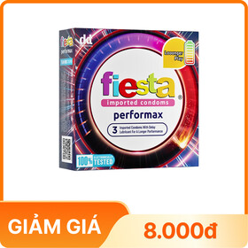 Bao Cao Su Fiesta Perfomax (53mm) - Kéo Dài Thời Gian Thời Gian Quan Hệ (Hộp 3 Cái)