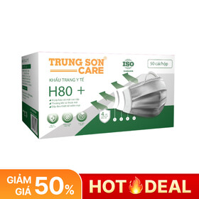 Khẩu Trang Y Tế Trung Sơn Care Xám 4 Lớp (Hộp 50 cái)