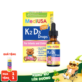 MediUSA K2 D3 Drops hỗ trợ hấp thu canxi cho bé (30ml)