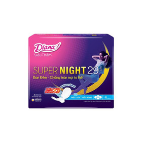Băng vệ sinh ban đêm Diana Super siêu thấm có cánh 29cm (4 miếng)