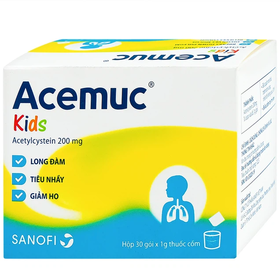 Thuốc Acemuc Kids 200mg Sanofi long đàm, tiêu nhầy, giảm ho (30 gói x 1g)
