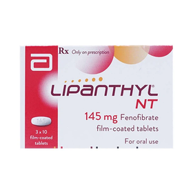 Lipanthyl NT 145mg Abbott điều trị tăng Cholesterol máu và giảm tiến triển bệnh võng mạc đái tháo đường (3 vỉ x 10 viên)