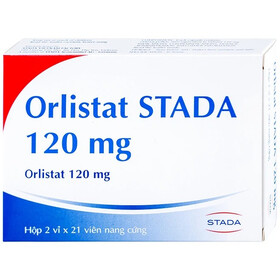 Thuốc Orlistat 120mg hỗ trợ giảm nhẹ calo trong điều trị bệnh nhân béo phì (Hộp 2 vỉ x 21 viên)