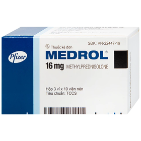 Thuốc Medrol 16mg điều trị rối loạn nội tiết, kháng viêm, dị ứng (3 vỉ x 10 viên)
