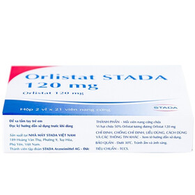 Thuốc Orlistat 120mg hỗ trợ giảm nhẹ calo trong điều trị bệnh nhân béo phì (Hộp 2 vỉ x 21 viên)