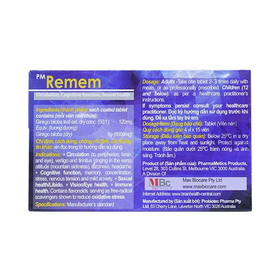 Thuốc Remem 120mg Probiotec hỗ trợ tăng cường tuần hoàn máu não (4 vỉ x 15 viên)