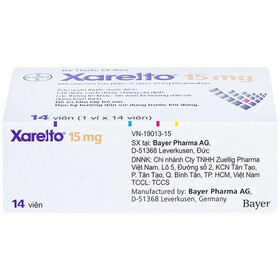 Thuốc Xarelto 15mg dự phòng đột quỵ và thuyên tắc mạch toàn thân (hộp 1 vỉ x 14 viên)