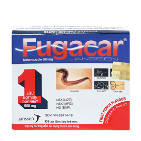 Thuốc tẩy giun sán Fugacar fruit hương trái cây (hộp 1 viên)