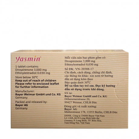 Thuốc tránh thai hằng ngày Yasmin (1 vỉ x 21 viên)