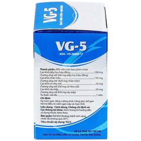 Thuốc VG-5 hỗ trợ điều trị viêm gan (40 viên)
Thuốc VG-5 hỗ trợ điều trị viêm gan (40 viên)