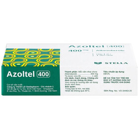 Thuốc Azoltel 400mg điều trị nhiễm một hoặc nhiều loại ký sinh trùng đường ruột (Hộp 1 Vỉ x 1 Viên)